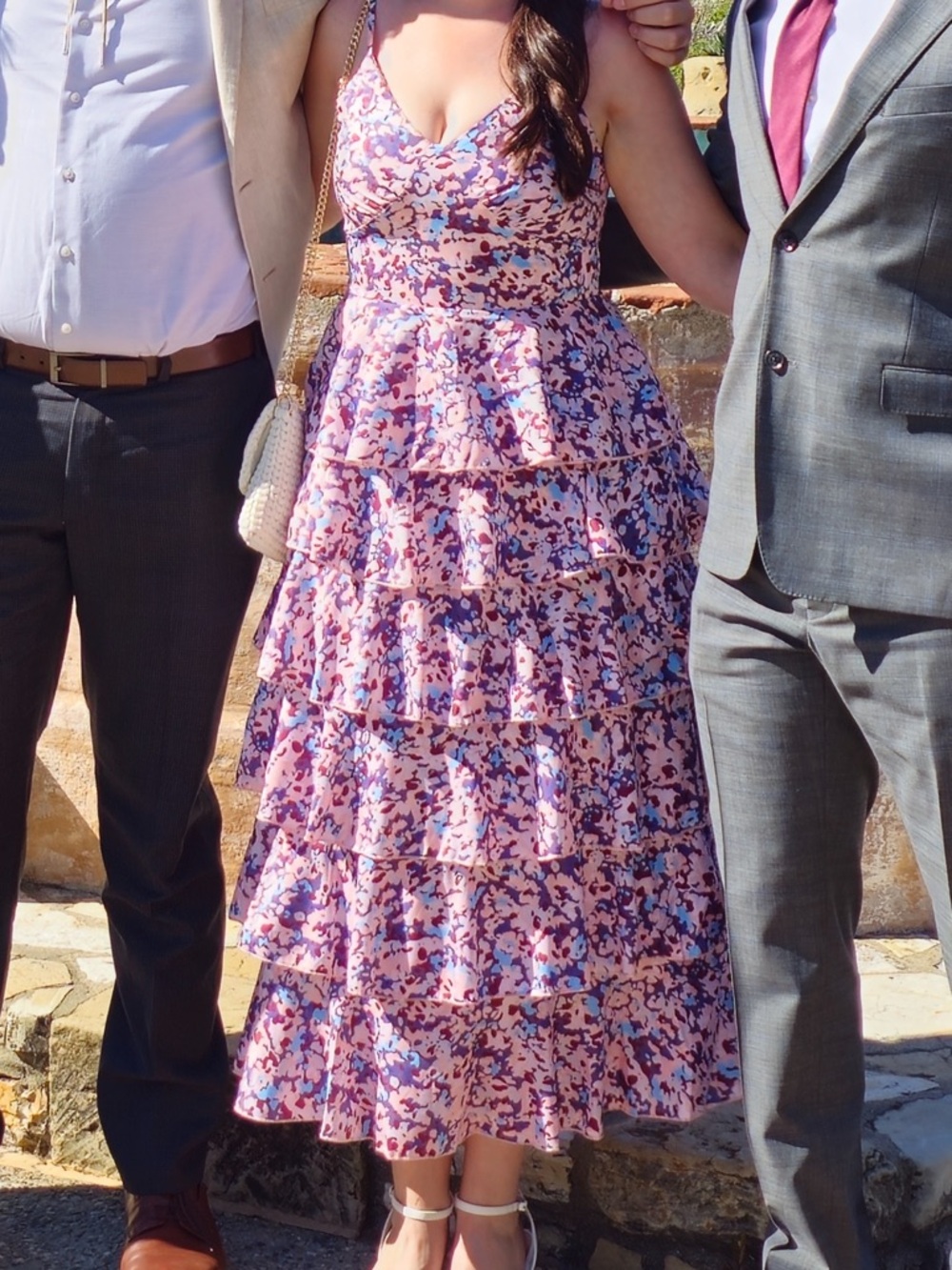 Women's Patterned Tiered Midi Dress